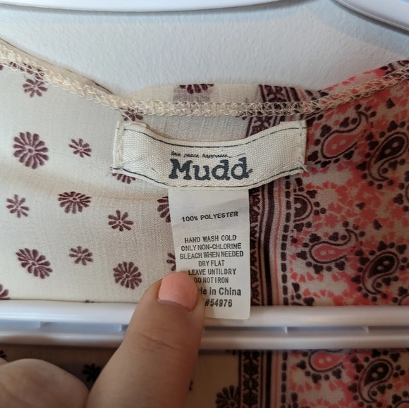 Mudd Pink & Cream Hippie Boho Sheer Duster Sleeveless Cover Up OS  / Small Women - Picture 3 of 8